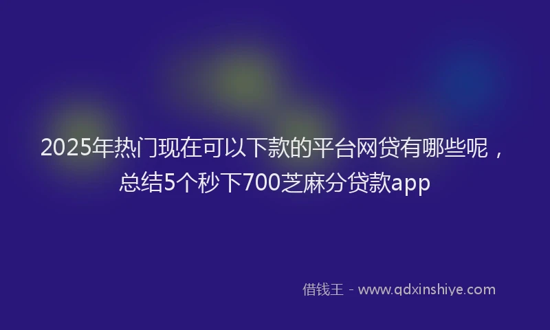 2025年热门现在可以下款的平台网贷有哪些呢，总结5个秒下700芝麻分贷款app