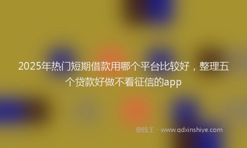 2025年热门短期借款用哪个平台比较好，整理五个贷款好做不看征信的app