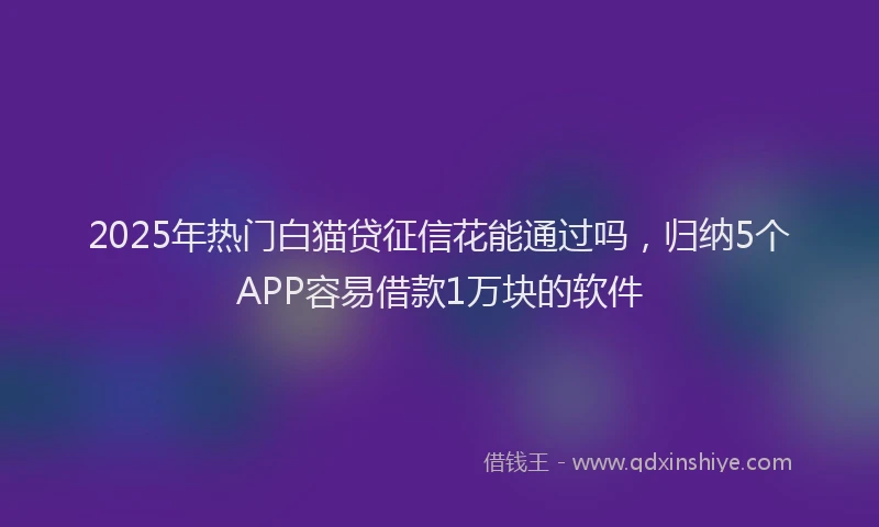 2025年热门白猫贷征信花能通过吗，归纳5个APP容易借款1万块的软件