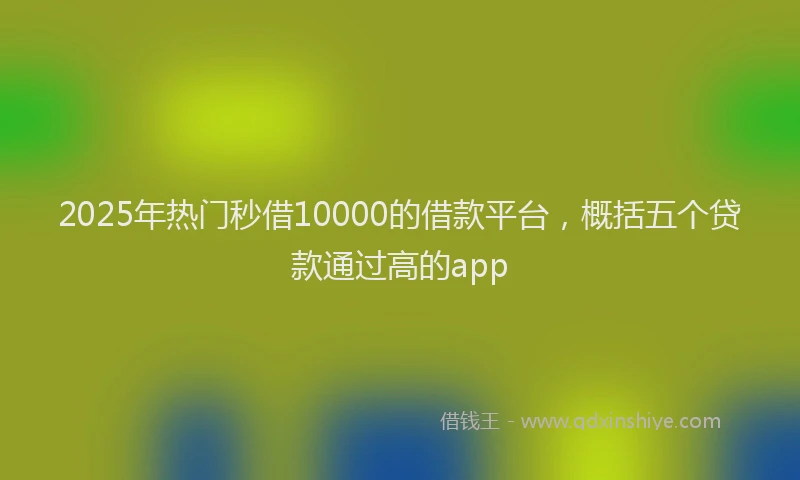 2025年热门秒借10000的借款平台，概括五个贷款通过高的app