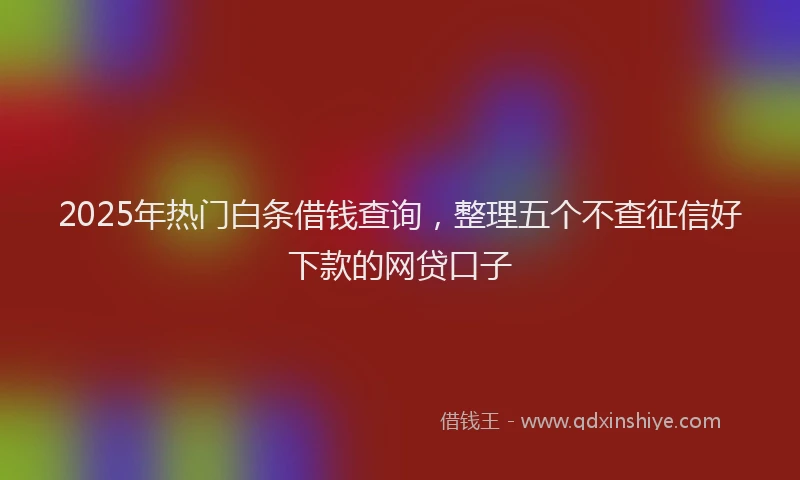 2025年热门白条借钱查询，整理五个不查征信好下款的网贷口子