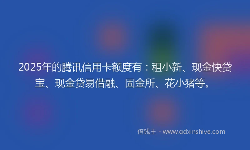 2025年的腾讯信用卡额度有：租小新、现金快贷宝、现金贷易借融、固金所、花小猪等。