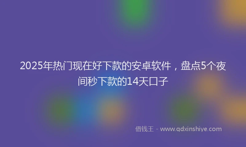 2025年热门现在好下款的安卓软件,盘点5个夜间秒下款的14天口子