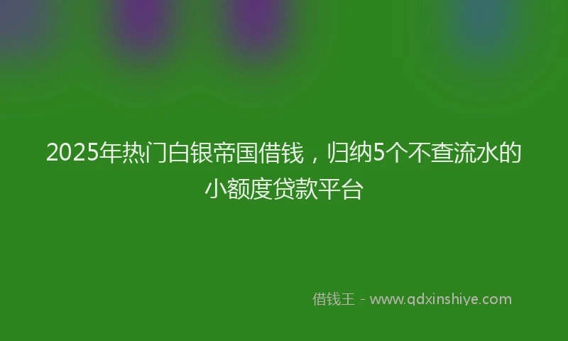 2025年热门白银帝国借钱,归纳5个不查流水的小额度贷款平台