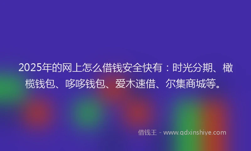 2025年的网上怎么借钱安全快有：时光分期、橄榄钱包、哆哆钱包、爱木速借、尔集商城等。