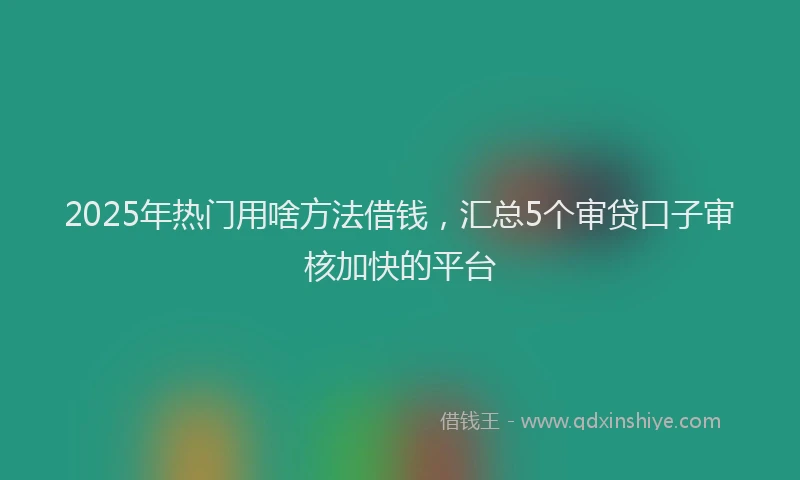 2025年热门用啥方法借钱，汇总5个审贷口子审核加快的平台