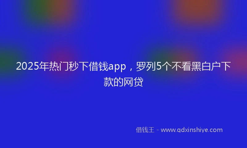 2025年热门秒下借钱app，罗列5个不看黑白户下款的网贷