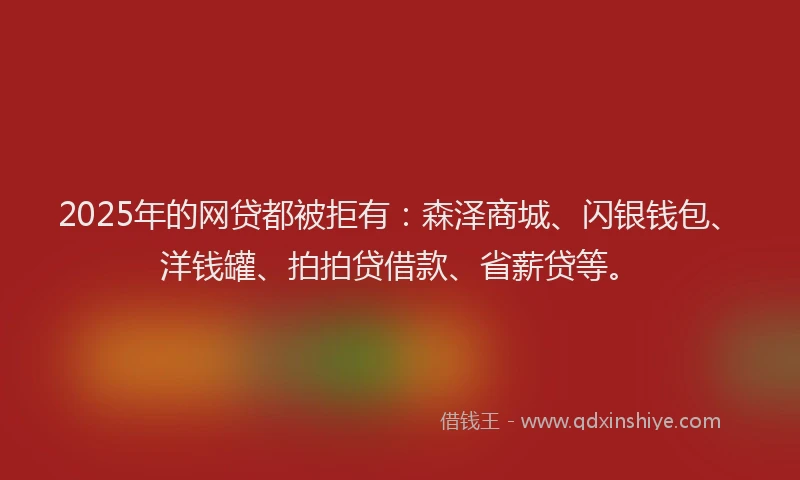 2025年的网贷都被拒有：森泽商城、闪银钱包、洋钱罐、拍拍贷借款、省薪贷等。
