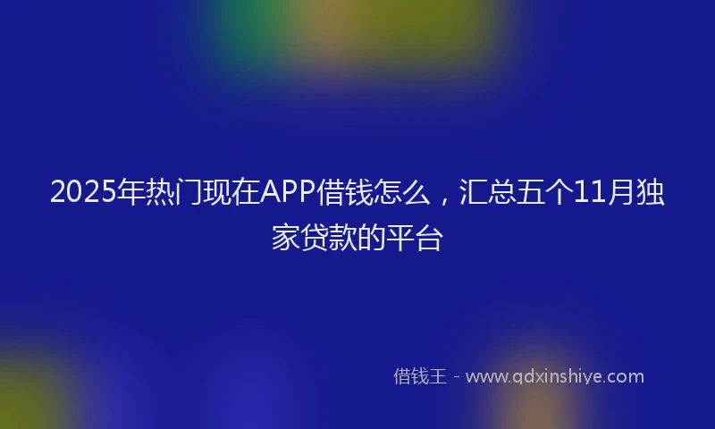 2025年热门现在APP借钱怎么，汇总五个11月独家贷款的平台