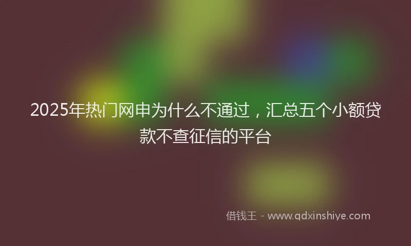 2025年热门网申为什么不通过，汇总五个小额贷款不查征信的平台