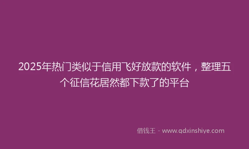 2025年热门类似于信用飞好放款的软件，整理五个征信花居然都下款了的平台