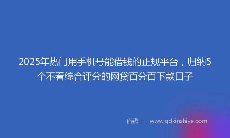 2025年热门用手机号能借钱的正规平台，归纳5个不看综合评分的网贷百分百下款口子