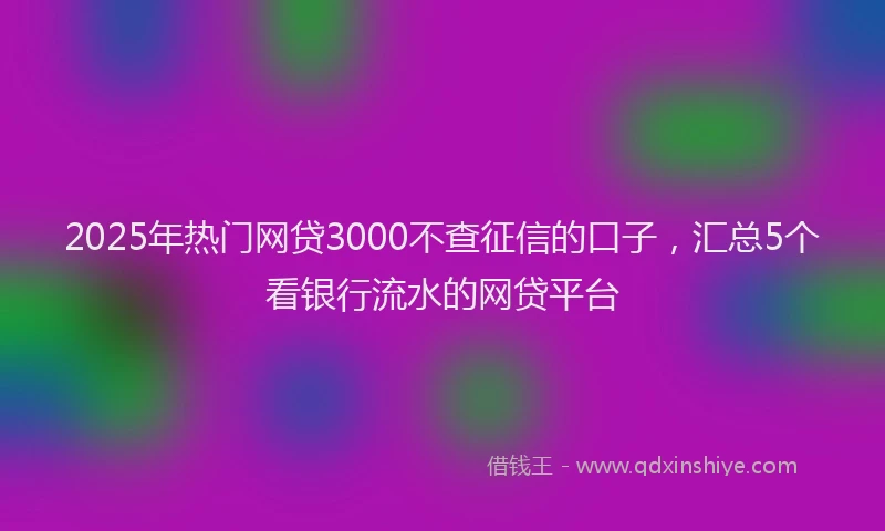 2025年热门网贷3000不查征信的口子，汇总5个看银行流水的网贷平台