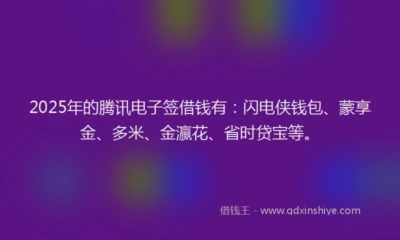2025年的腾讯电子签借钱有：闪电侠钱包、蒙享金、多米、金瀛花、省时贷宝等。