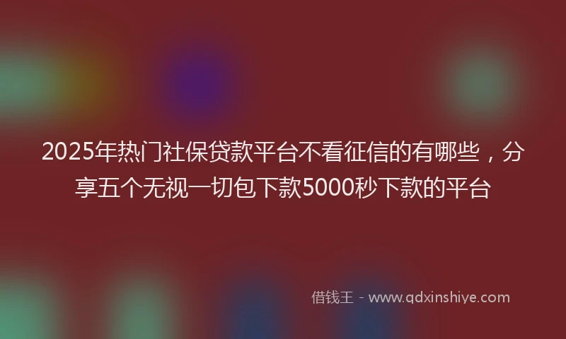 2025年热门社保贷款平台不看征信的有哪些，分享五个无视一切包下款5000秒下款的平台