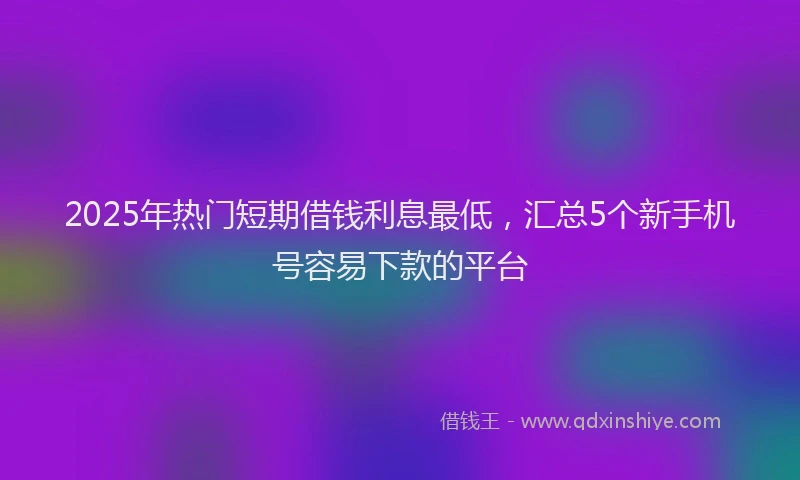 2025年热门短期借钱利息最低,汇总5个新手机号容易下款的平台