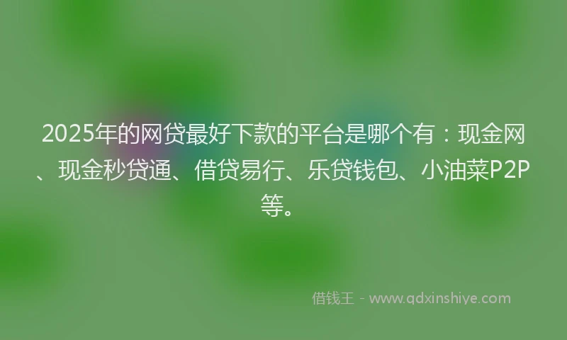 2025年的网贷最好下款的平台是哪个有：现金网、现金秒贷通、借贷易行、乐贷钱包、小油菜P2P等。