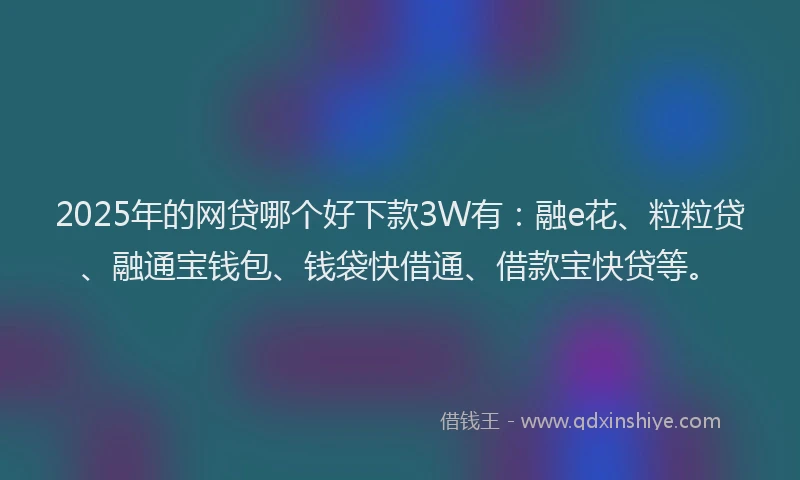 2025年的网贷哪个好下款3W有：融e花、粒粒贷、融通宝钱包、钱袋快借通、借款宝快贷等。