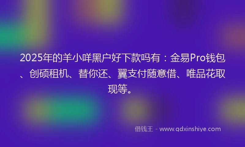 2025年的羊小咩黑户好下款吗有:金易Pro钱包、创硕租机、替你还、翼支付随意借、唯品花取现等。