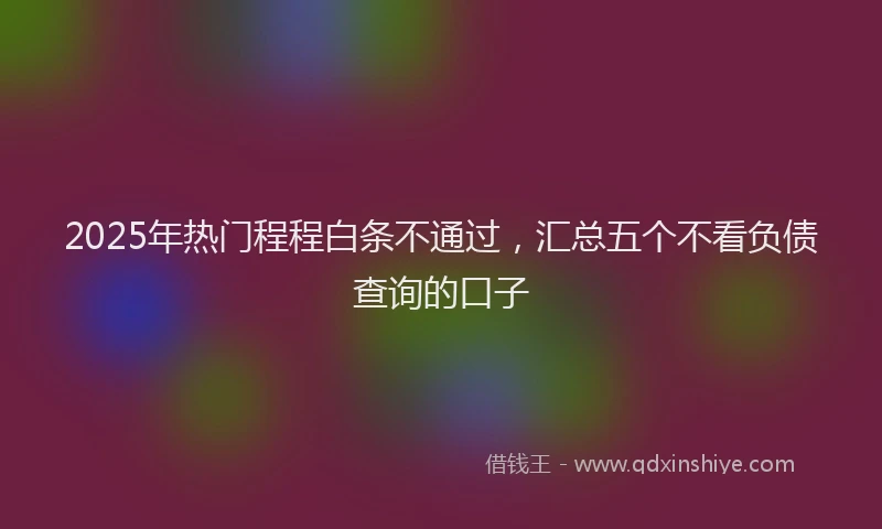 2025年热门程程白条不通过，汇总五个不看负债查询的口子
