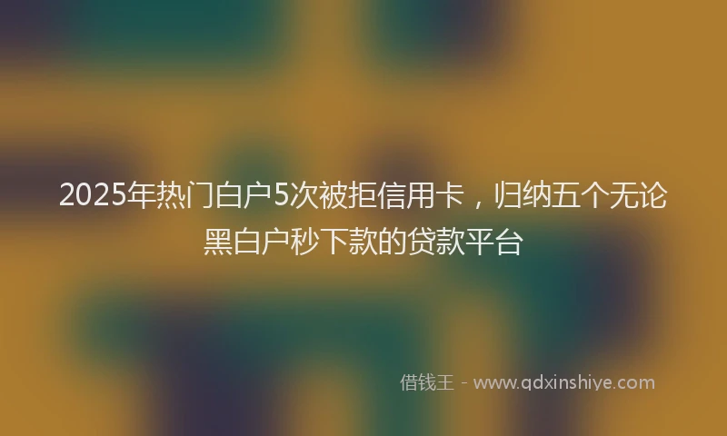 2025年热门白户5次被拒信用卡，归纳五个无论黑白户秒下款的贷款平台