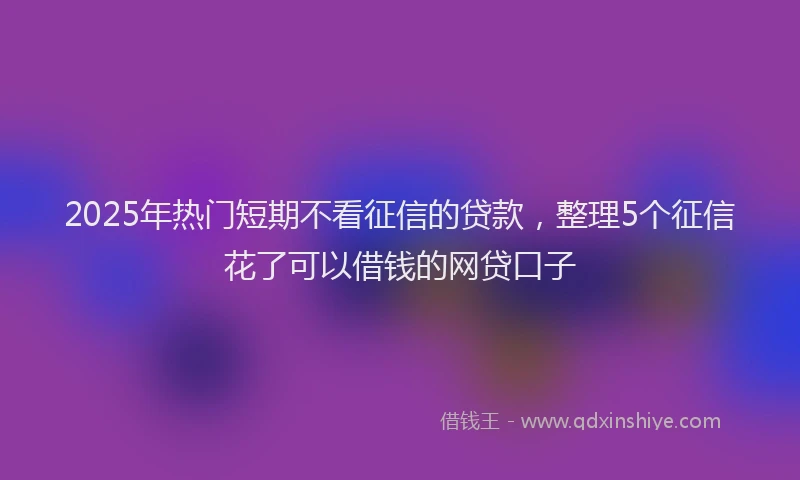 2025年热门短期不看征信的贷款，整理5个征信花了可以借钱的网贷口子