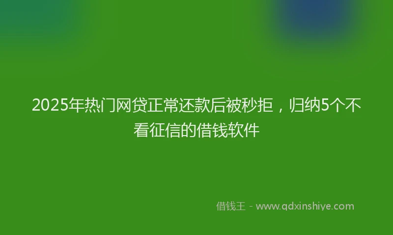 2025年热门网贷正常还款后被秒拒，归纳5个不看征信的借钱软件
