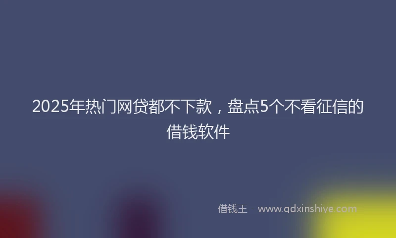 2025年热门网贷都不下款，盘点5个不看征信的借钱软件