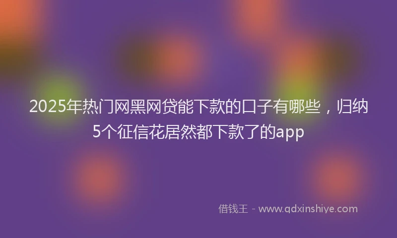 2025年热门网黑网贷能下款的口子有哪些，归纳5个征信花居然都下款了的app
