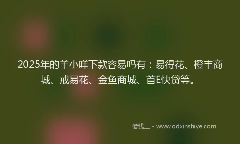 2025年的羊小咩下款容易吗有:易得花、橙丰商城、戒易花、金鱼商城、首E快贷等。