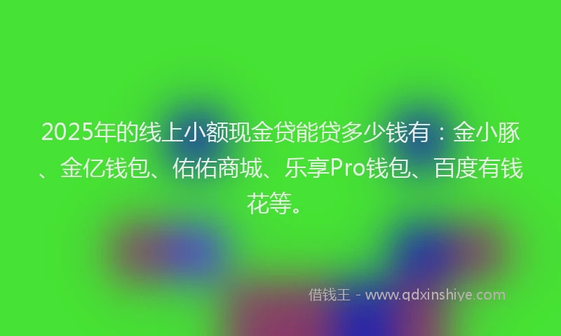 2025年的线上小额现金贷能贷多少钱有：金小豚、金亿钱包、佑佑商城、乐享Pro钱包、百度有钱花等。