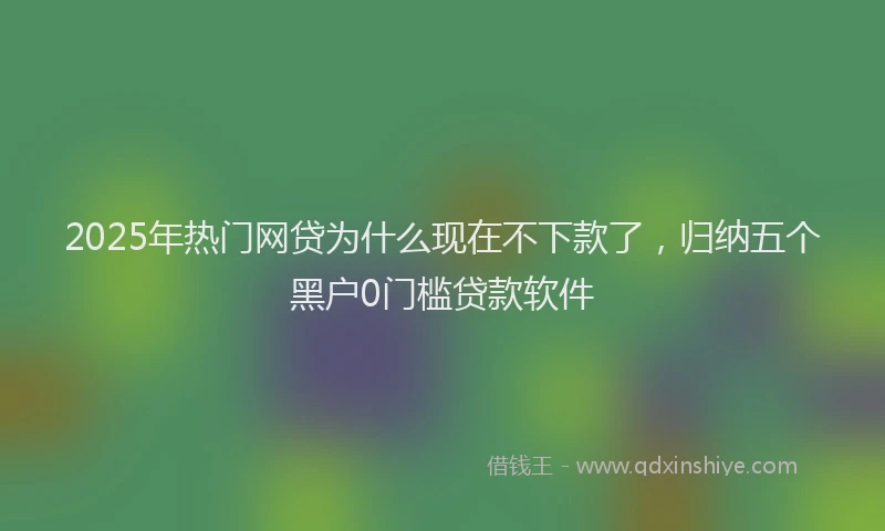 2025年热门网贷为什么现在不下款了，归纳五个黑户0门槛贷款软件