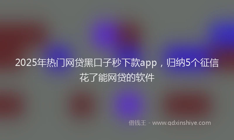 2025年热门网贷黑口子秒下款app，归纳5个征信花了能网贷的软件