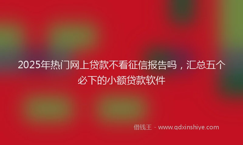 2025年热门网上贷款不看征信报告吗，汇总五个必下的小额贷款软件