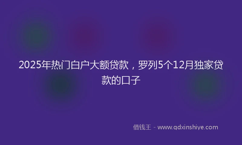 2025年热门白户大额贷款，罗列5个12月独家贷款的口子