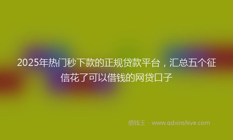 2025年热门秒下款的正规贷款平台，汇总五个征信花了可以借钱的网贷口子