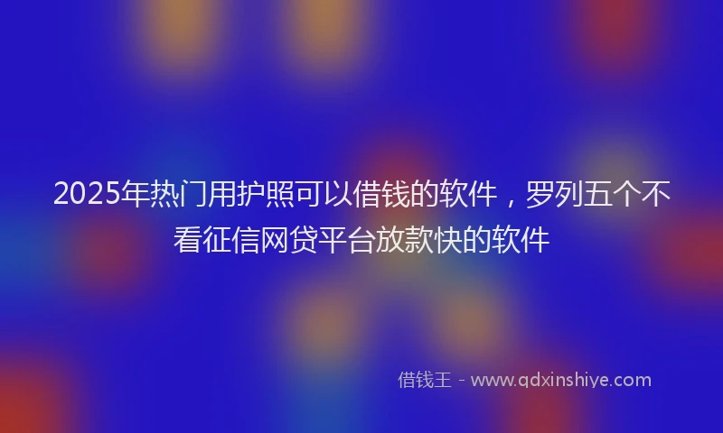 2025年热门用护照可以借钱的软件,罗列五个不看征信网贷平台放款快的软件