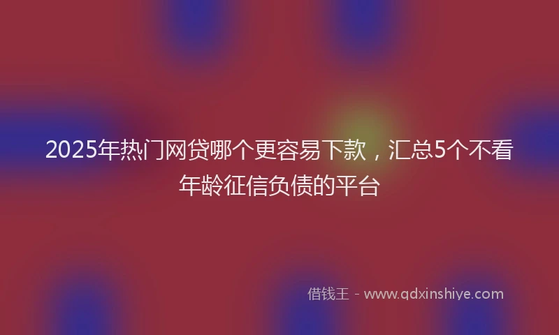 2025年热门网贷哪个更容易下款，汇总5个不看年龄征信负债的平台