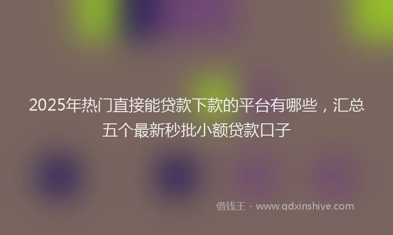 2025年热门直接能贷款下款的平台有哪些，汇总五个最新秒批小额贷款口子