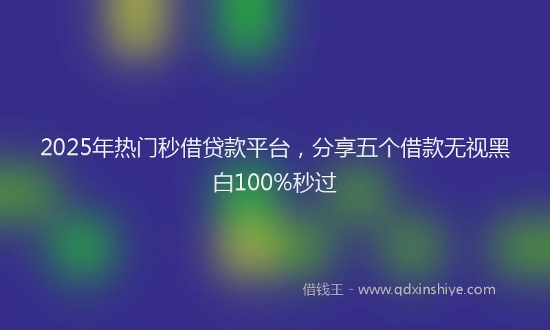 2025年热门秒借贷款平台，分享五个借款无视黑白100%秒过