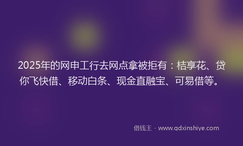 2025年的网申工行去网点拿被拒有：桔享花、贷你飞快借、移动白条、现金直融宝、可易借等。