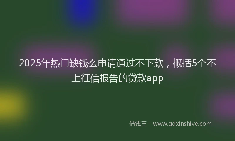 2025年热门缺钱么申请通过不下款，概括5个不上征信报告的贷款app