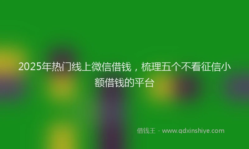 2025年热门线上微信借钱,梳理五个不看征信小额借钱的平台