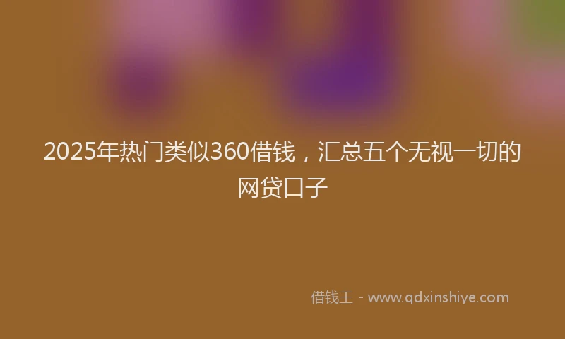 2025年热门类似360借钱，汇总五个无视一切的网贷口子