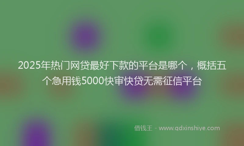 2025年热门网贷最好下款的平台是哪个，概括五个急用钱5000快审快贷无需征信平台