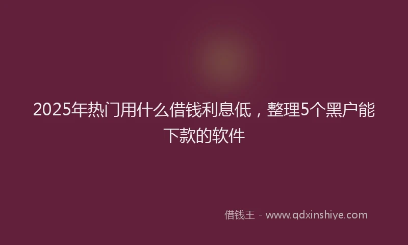 2025年热门用什么借钱利息低,整理5个黑户能下款的软件