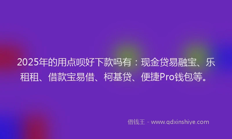 2025年的用点呗好下款吗有：现金贷易融宝、乐租租、借款宝易借、柯基贷、便捷Pro钱包等。