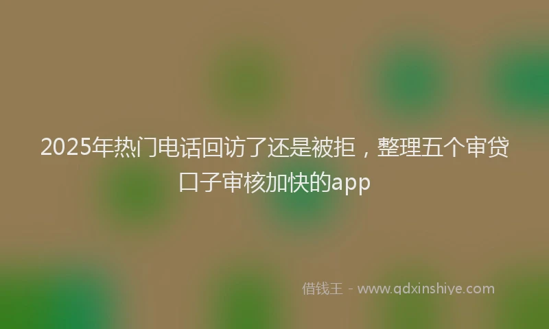 2025年热门电话回访了还是被拒，整理五个审贷口子审核加快的app