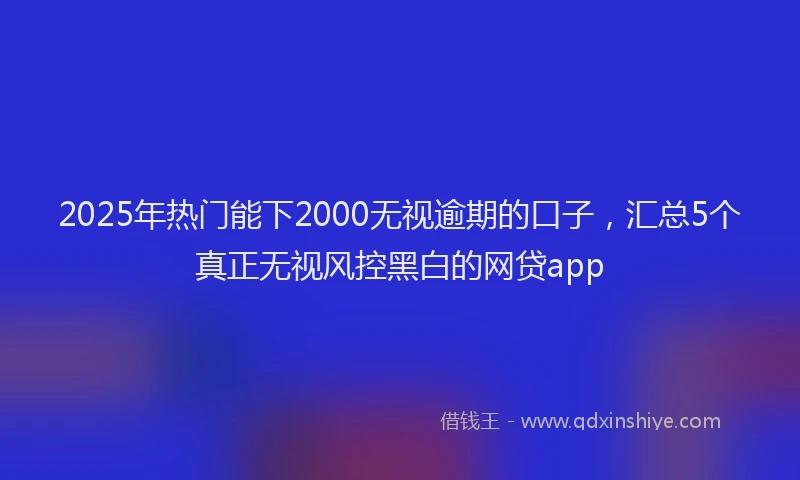 2025年热门能下2000无视逾期的口子，汇总5个真正无视风控黑白的网贷app