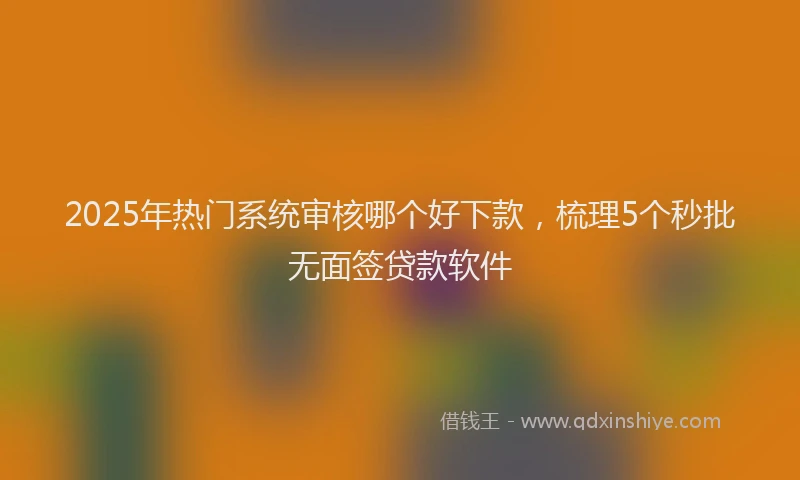 2025年热门系统审核哪个好下款，梳理5个秒批无面签贷款软件